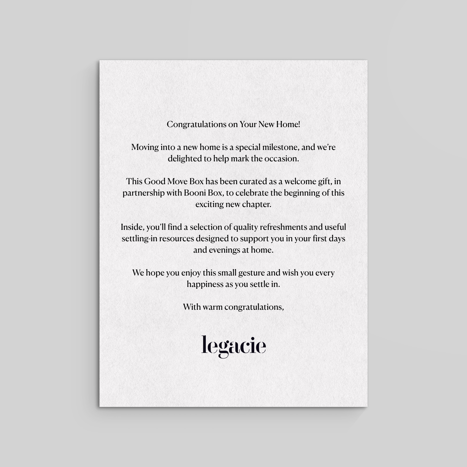 Welcome Letter