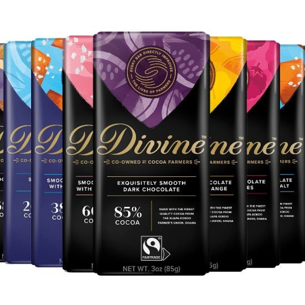 Range of Divine chocolate bars