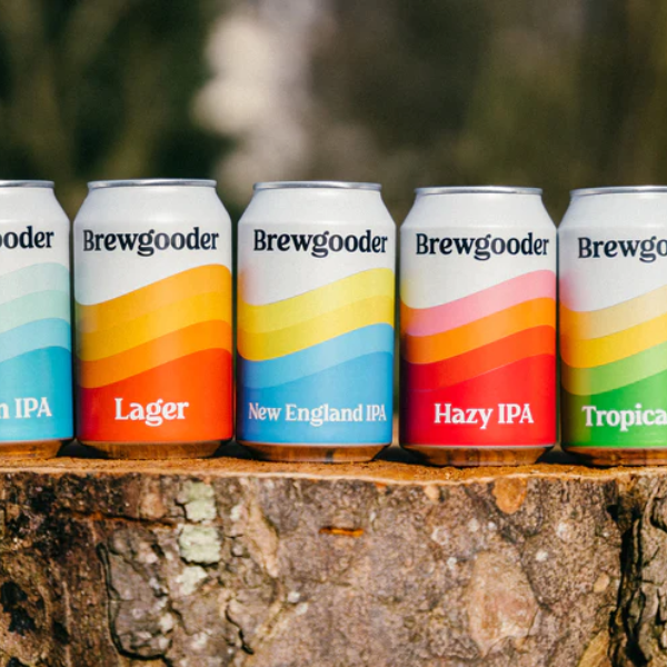 Selection of Brewgooder beer cans